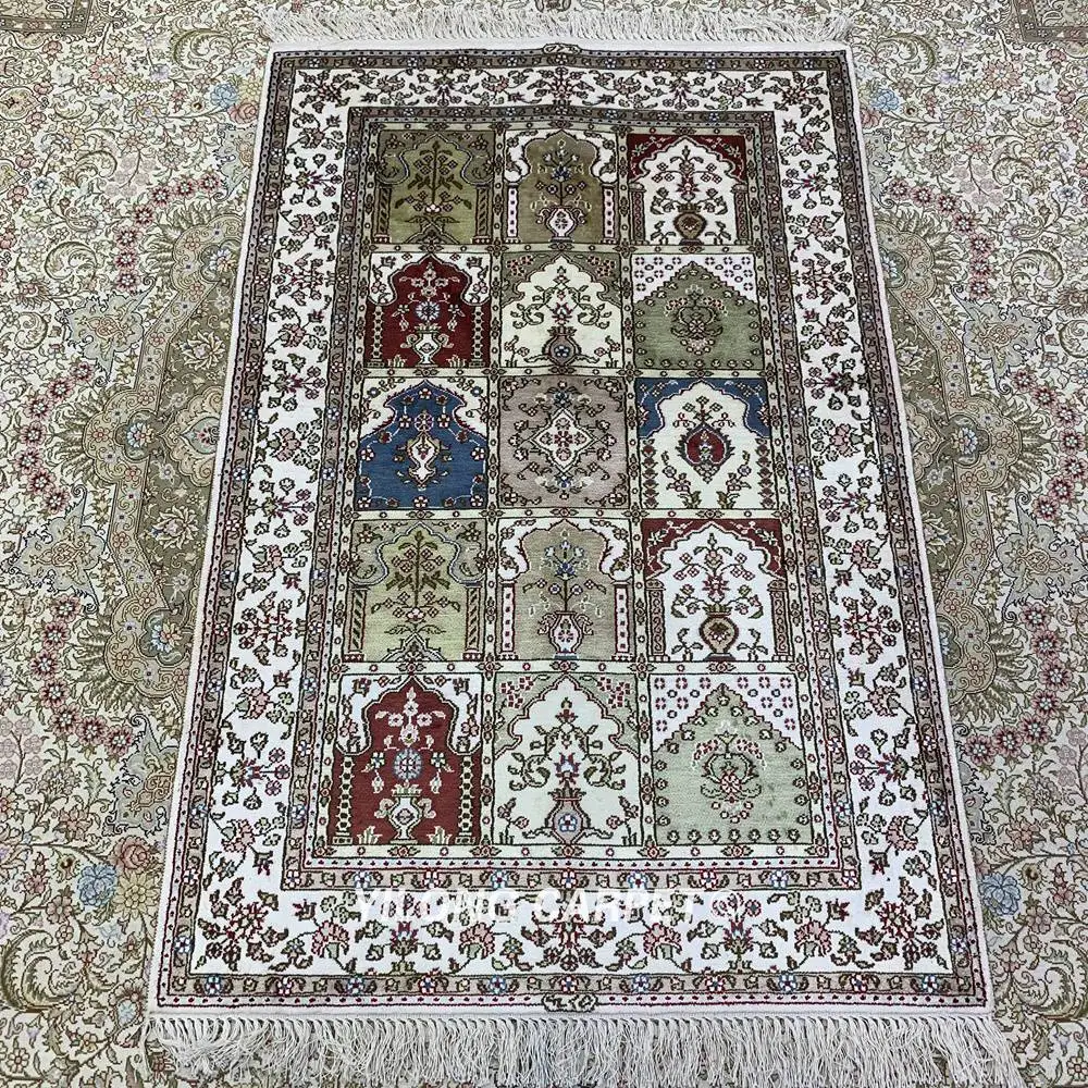 YILONG 2 5 'x 4' персидский шелковый ковер четырехсезонный qum (HF154B) | Дом и сад