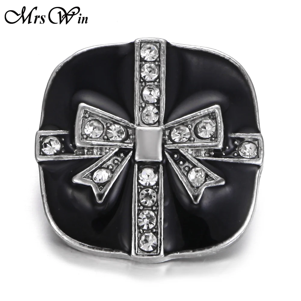 6pcs/lot New Snaps Jewelry Rhinestone Flower Round Black 18mm Metal Snap Button Fit DIY Leather 18MM Bracelet Bangle | Украшения и
