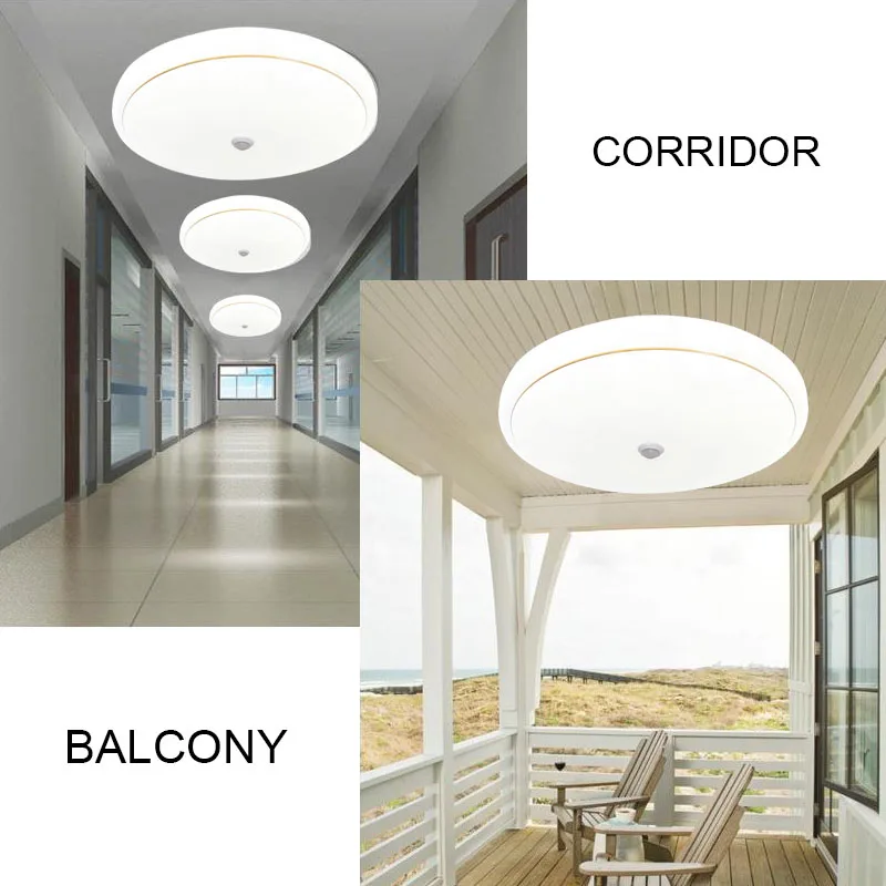 

LED Ceiling Lights PIR Motion Sensor Smart Home Lighting 220V 12W Warm White Mordern Ceiling Lamp For Room Hallways Corridor