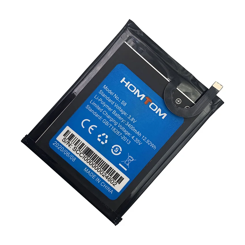 100 original homtom s8 battery replacement 5 7inch 3400mah backup batteries replacement for homtoms8 s 8 smart phone free global shipping
