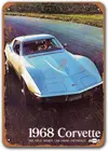 1968 Corvette автомобильные жестяные знаки винтажные, Sisoso металлические таблички постер Паб Бар Ретро Декор стен 8x12 дюймов