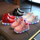 Детские кроссовки с подсветкой, обувь для начинающих ходить детей, модная повседневная обувь со светодиодами для девочек 1- 6 лет, 2021