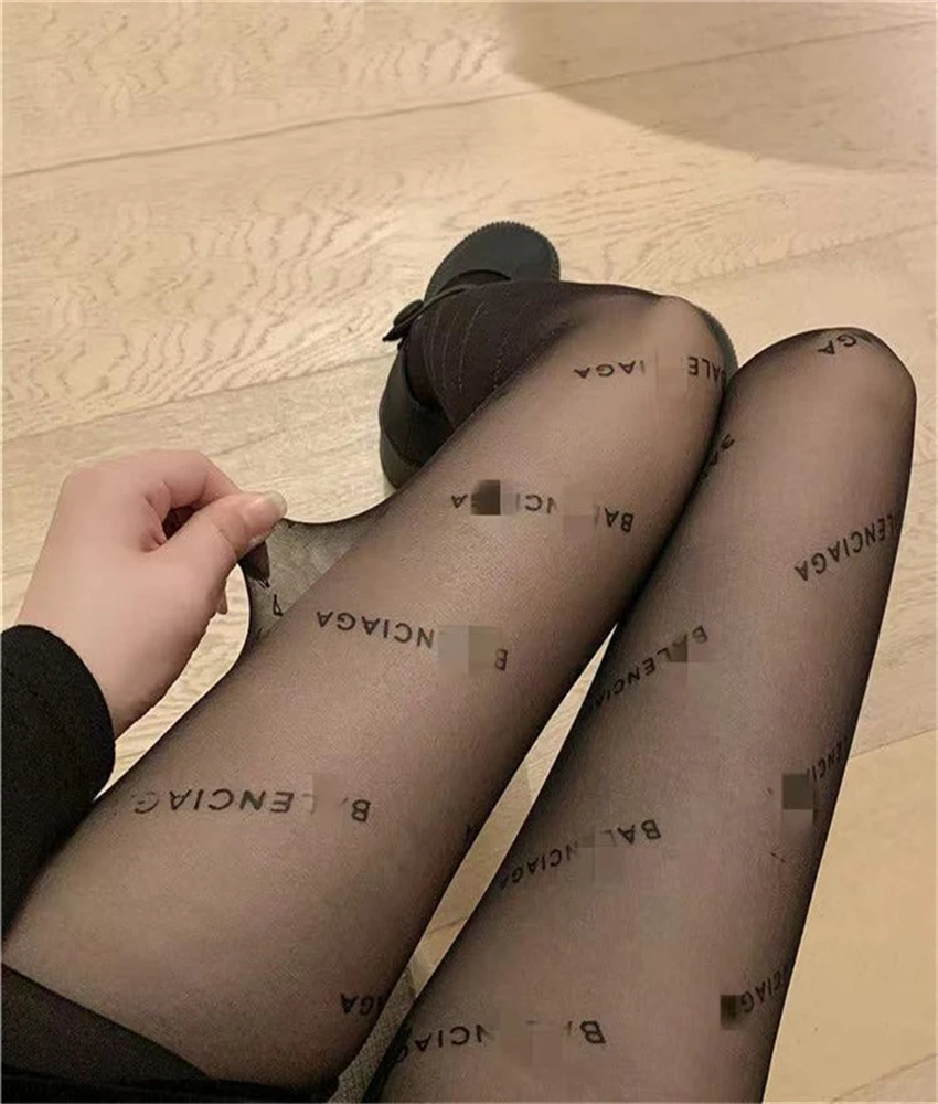 

2021 NEW Network celebrity B letter silk stockings women's thin black sexy Paris fashion brand spring and summer arbitrary cut a