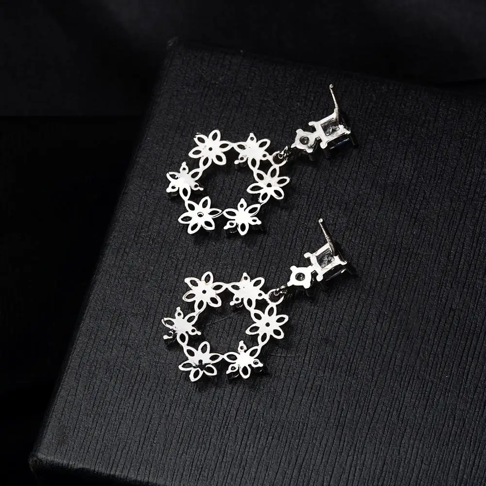 100% серебряные 925 серьги для женщин свадебные аксессуары модные хрустальные