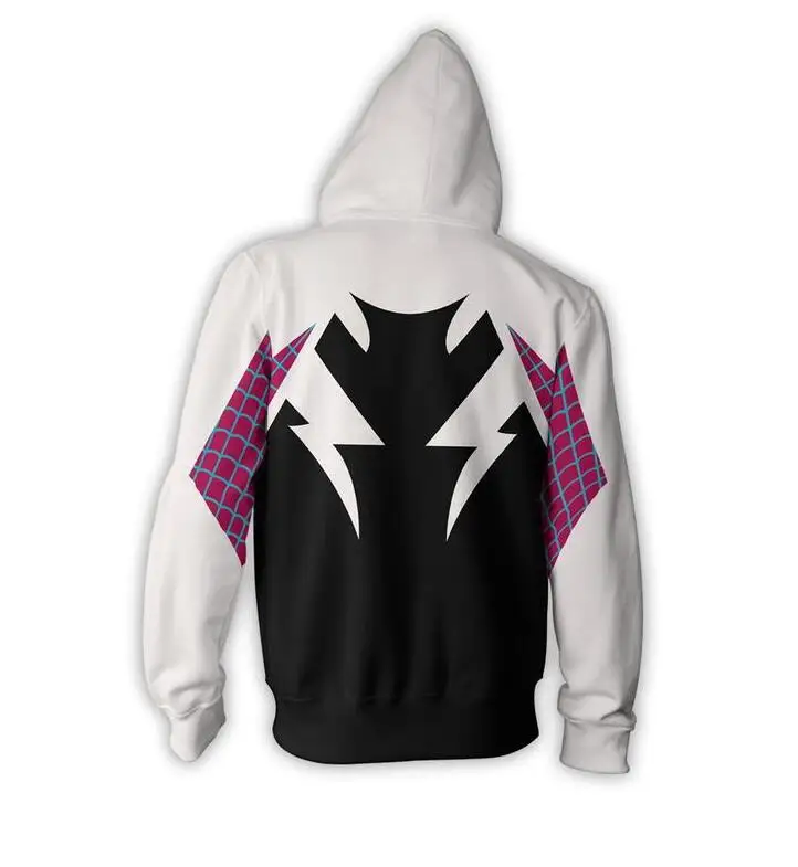 High quality Spider Gwen Stacy Cosplay Costume 3D Zipper Jacket Coat Outfit Clothing Hoodies Sweatshirt Halloween Costumes | Тематическая