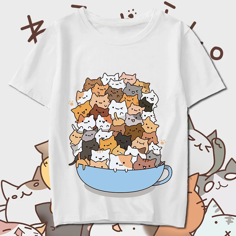 Футболка для косплея из японского аниме Неко ацумэ летняя футболка с мультяшным