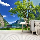 3D Самоклеящиеся обои на заказ, с изображением зеленых гор, деревьев, природных пейзажей, для кабинета, гостиной, спальни, декоративная роспись