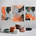 Настенные картины в стиле бохо, абстрактный многоцветный ботанический лист, роскошный набор из 3 предметов, Постер, холст для украшения гостиной