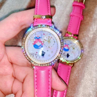 

Sailor Moon Cosplay Watch Watch Pink Sailor Suit Women'S Watch Genuine Leather Strap Metal Movement COS Accessories Anime Adult