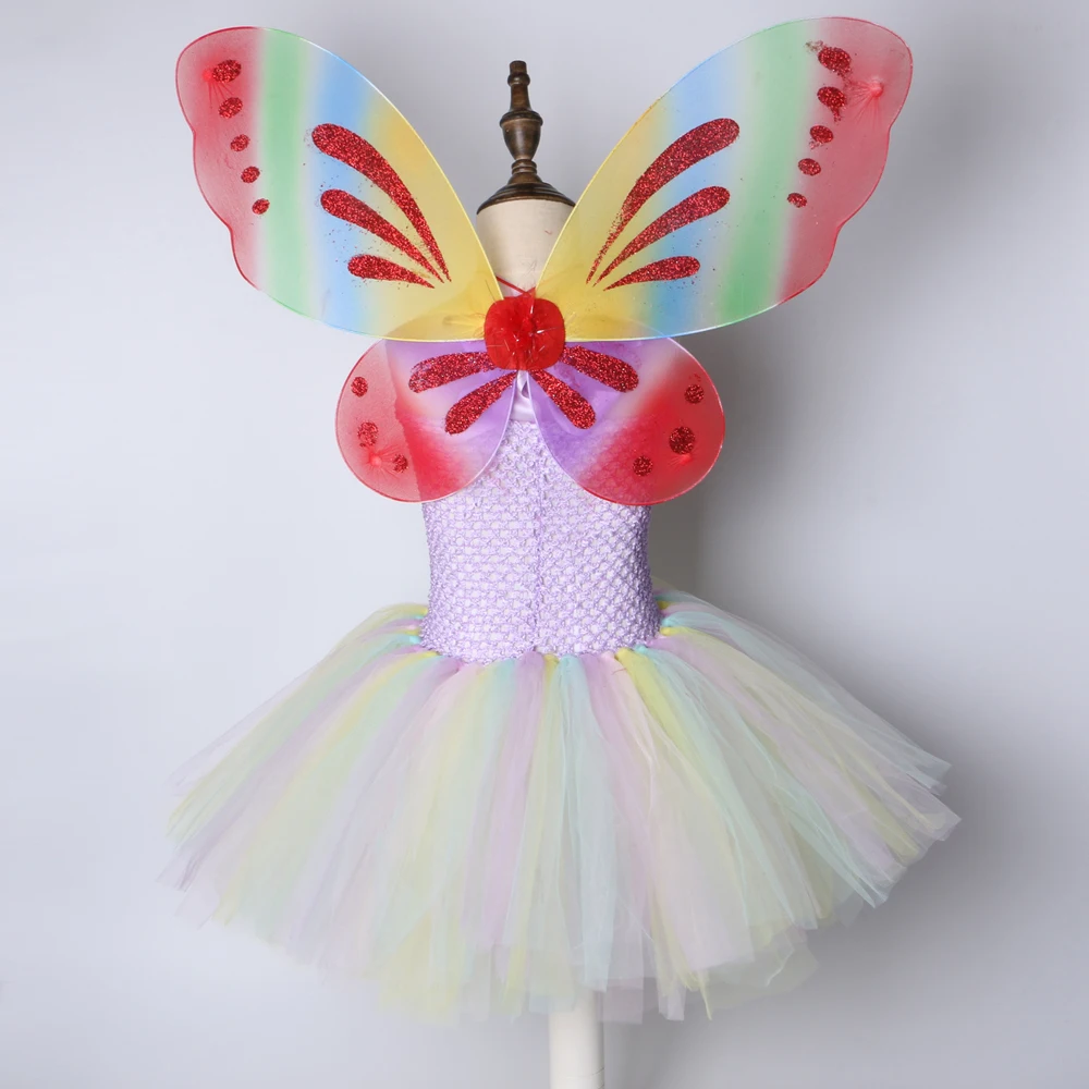 Пастель сказочная балетная пачка платье с украшением в виде крыльев цветочным
