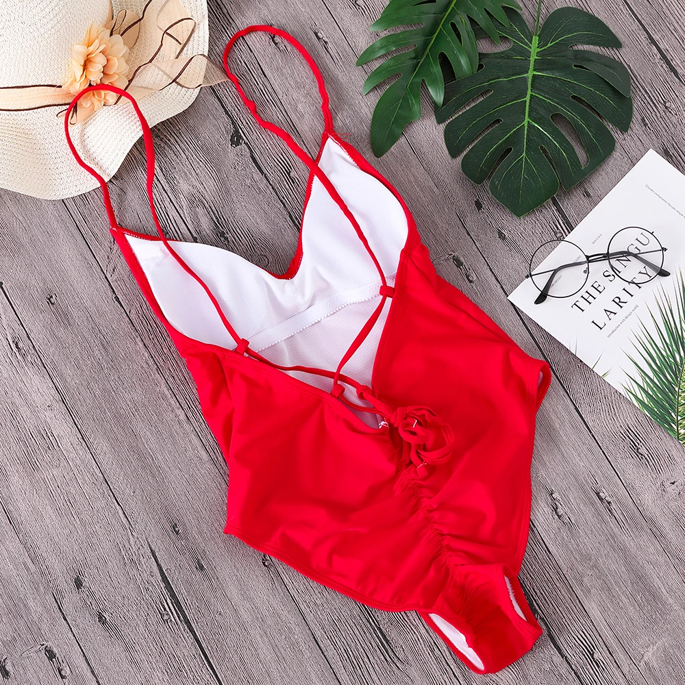 Solid Bandage Bikinis Women One Piece Swimwear Sexy Backless Bikini Set Monokini Swimsuit Brazilian Bathing Suit Biquini Mujer |