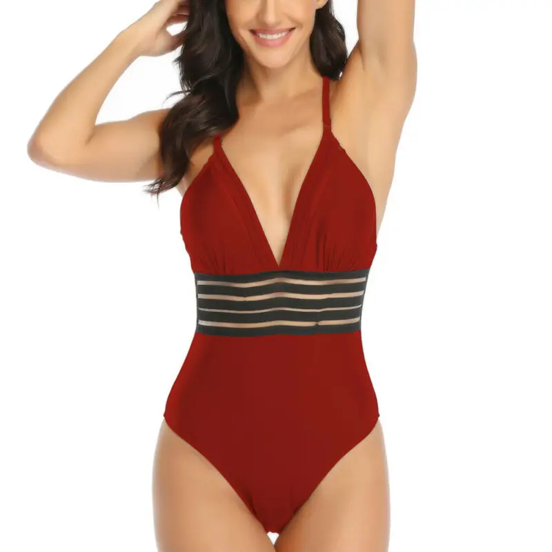 

Women Tummy Control Swimsuit Swimming Costume One Piece Monokini Beach Swimwear