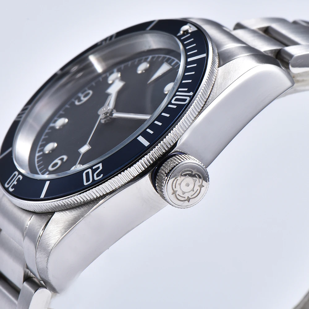 Автоматические Мужские механические часы алюминиевые синие Светящиеся в