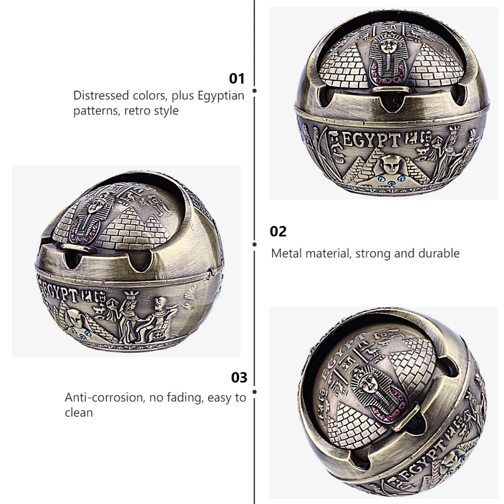 Пепельница с крышкой и защитой от ветра креативная пепельница в египетском стиле