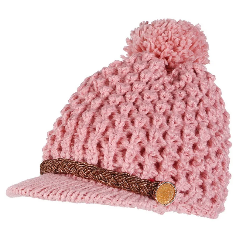 OEAK Женская шерстяная вязанная шапка Двойная Внутренняя плюс бархатная теплая