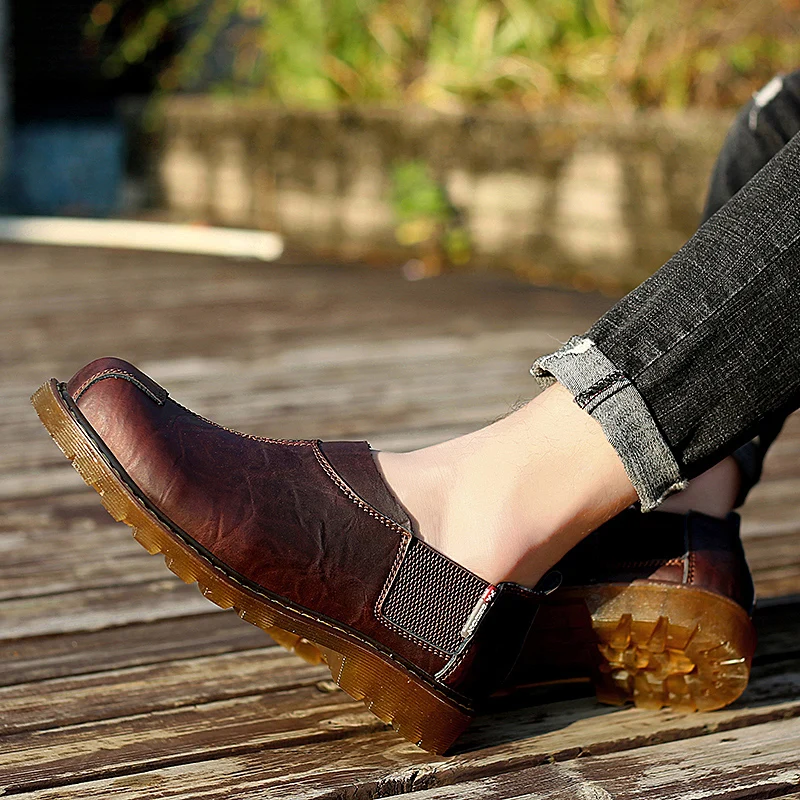 High Quality Genuine Leather Men Shoes Spring Work Safety Casual Fashion Flats Oxfords Loafers Moccasins Big Size 38-47 | Обувь