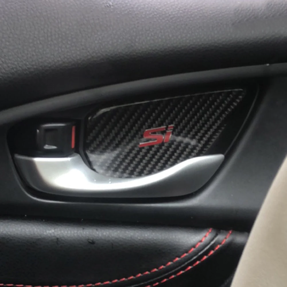 Углеродное волокно интерьер дверные ручки Pad литьевая гарнитура для Honda Civic Si аксессуары стайлинга автомобилей