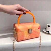 acrylic women designer handbags 2021 girls shopper fashion casual individuality colorful pattern box chain buckle crossbody bags