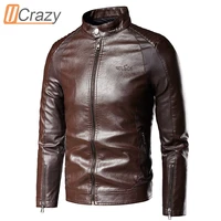 2020 autumn men brand new business casual leather jacket coat men fashion outwear classic motor biker faux pu leather jacket men