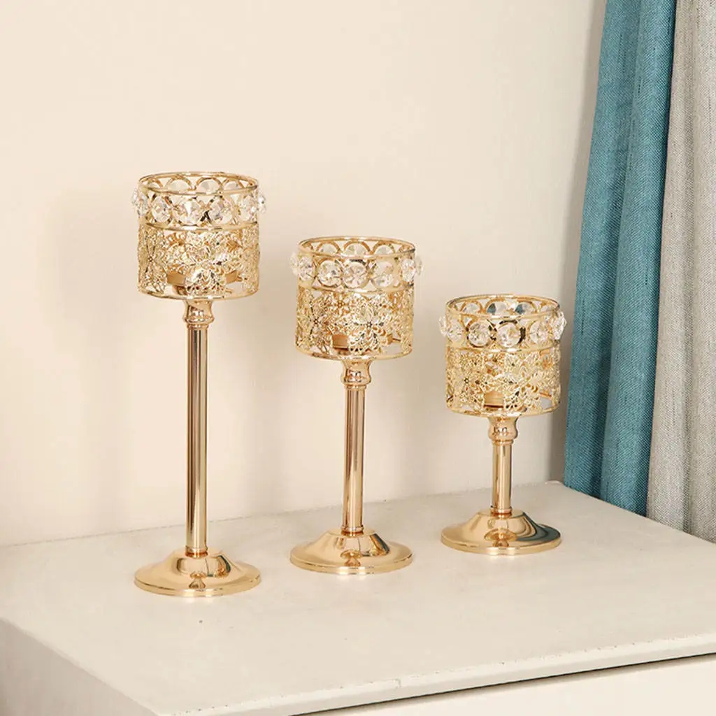 Современные подсвечники Роскошный прозрачный Золотистый металлический