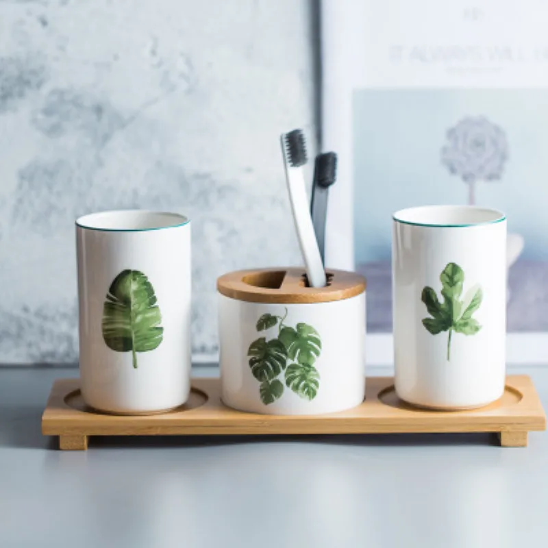 Набор керамических чашек для мытья рук чашка розлива жидкости деревянная