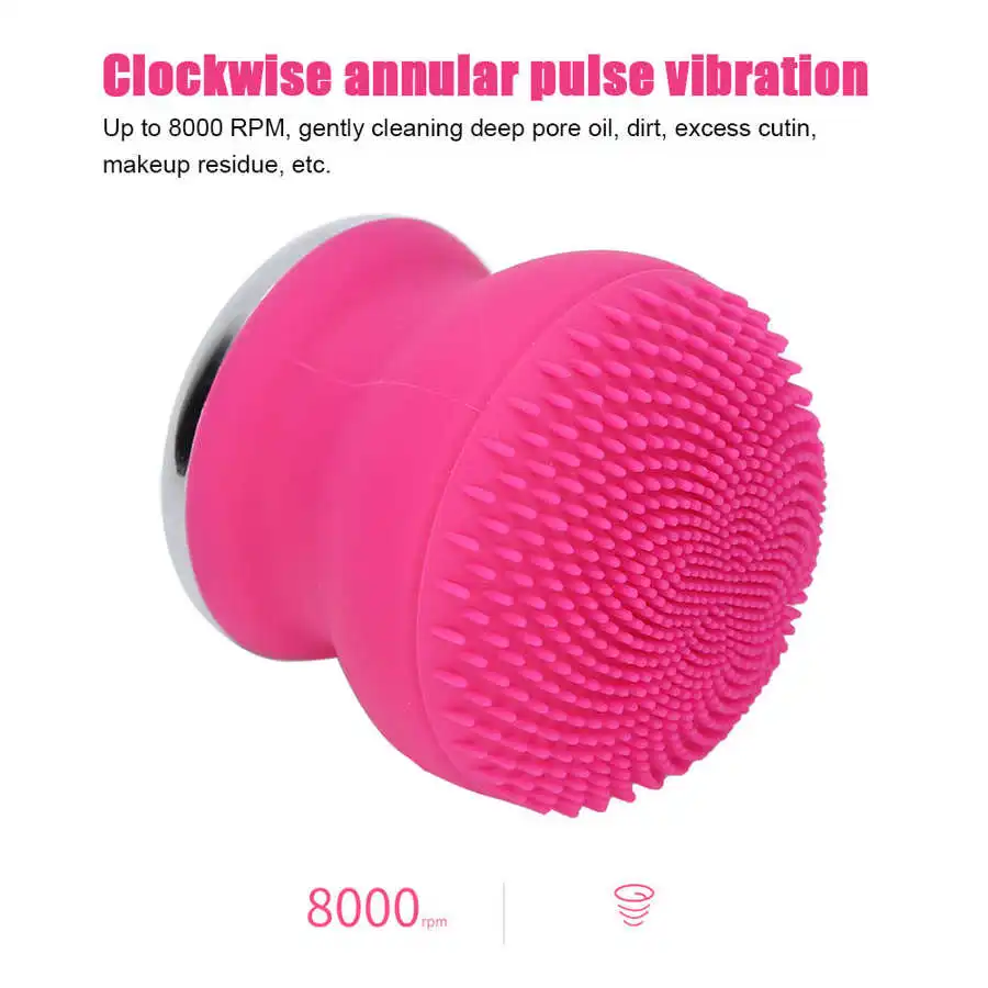 

Electric Facial Cleansing Brush Silicone Vibration Cleaner Deep Pore Cleaning Skin Massager Face Brush Face Cleaner