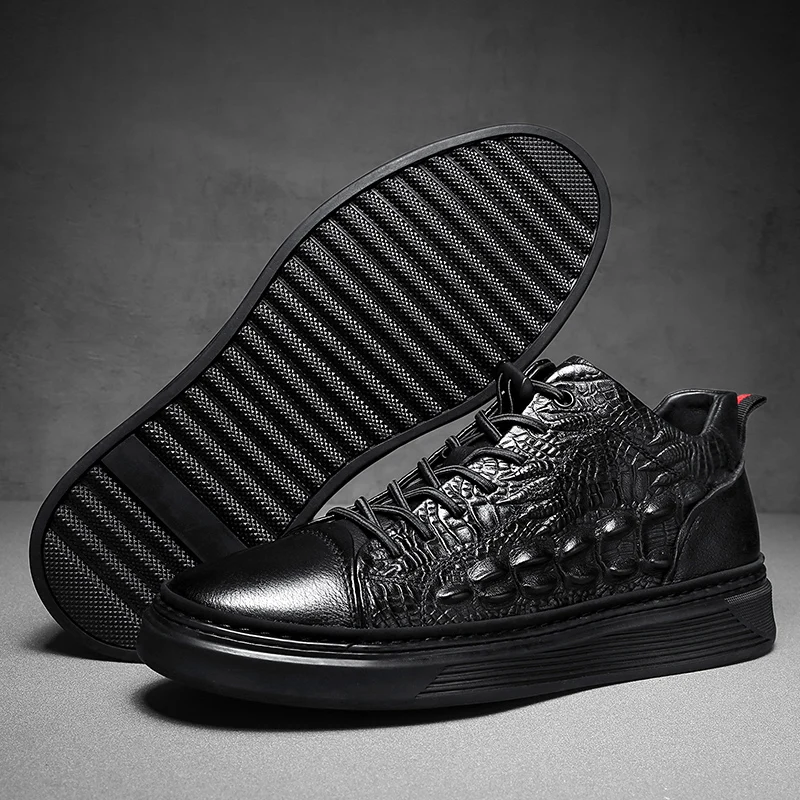 Мужские кроссовки с крокодиловым принтом Белые Повседневные в стиле ретро |