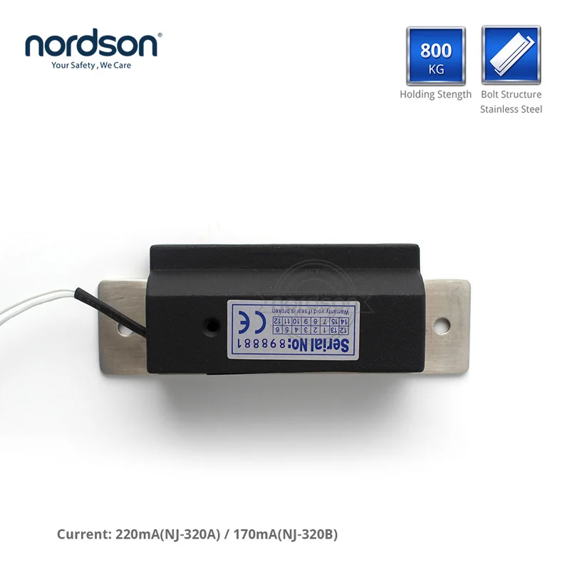 

Nordson Original DC12V Stainless Steel Narrow Frame Electric Strike Lock Fail Secure ANSI standard Heavy Duty With Signal Output
