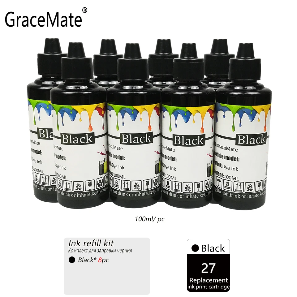 

GraceMate Ink Refill Kit 27 28 Compatible for HP Deskjet 3320 3322 3420 3425 3450 3520 3520v 3550 3620v 3650 3650v Printer