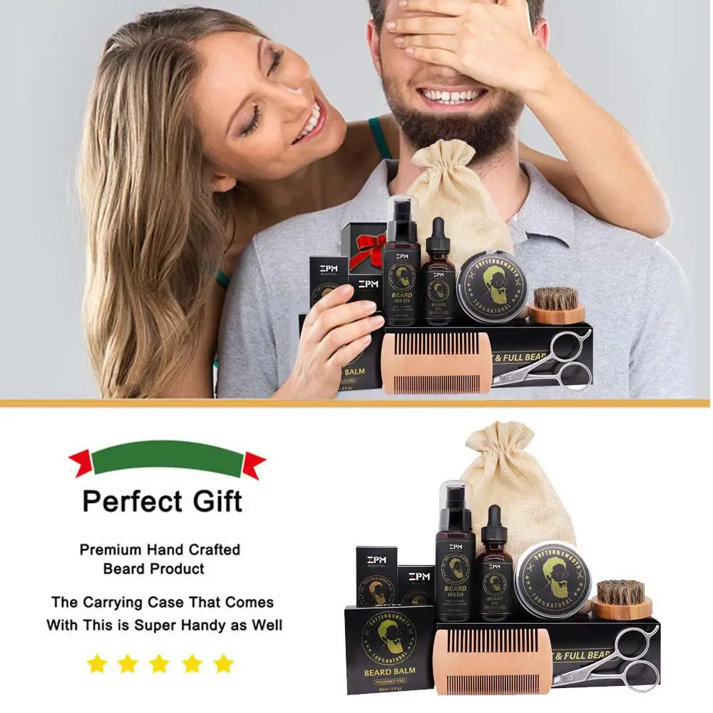 Уход за бородой набор для ухода масло крем шампунь персиковый гребень щетина