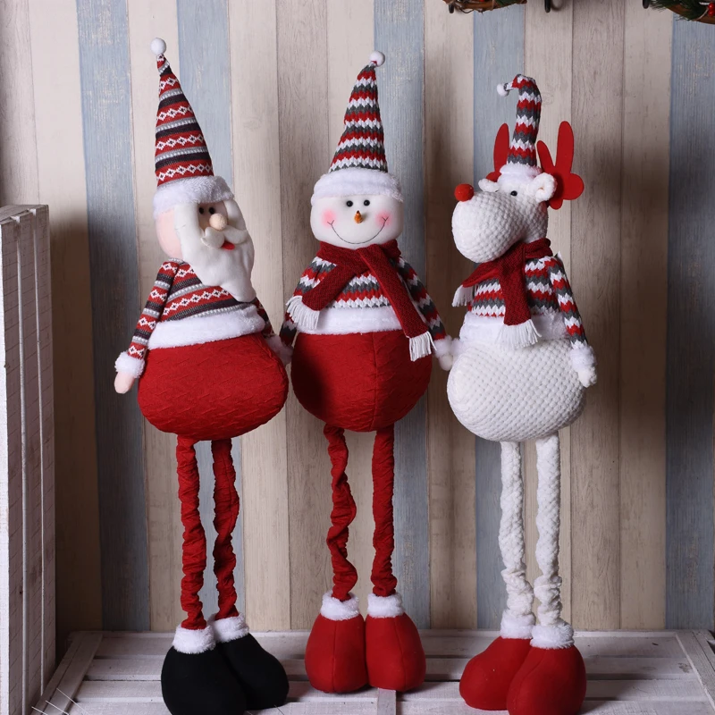 110 см выдвижной Санта-Клаус снеговик лося куклы Merry Christmas Новогодние рождественские украшения для подарков для дома