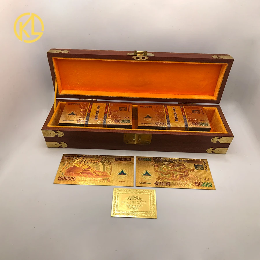 Китайская Золотая банкнота Dargon 1000000 с роскошной коробкой в виде дракона для