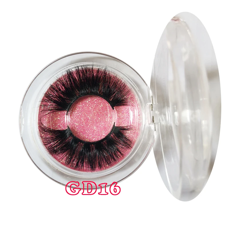 GD16-Round box 25 мм макияж ресницы 3D норковые ресницы Заказные Ресницы упаковка пушистые крест накрест драматические норковые Накладные ресницы ручной работы 66 - Цвет: GD16-Round box