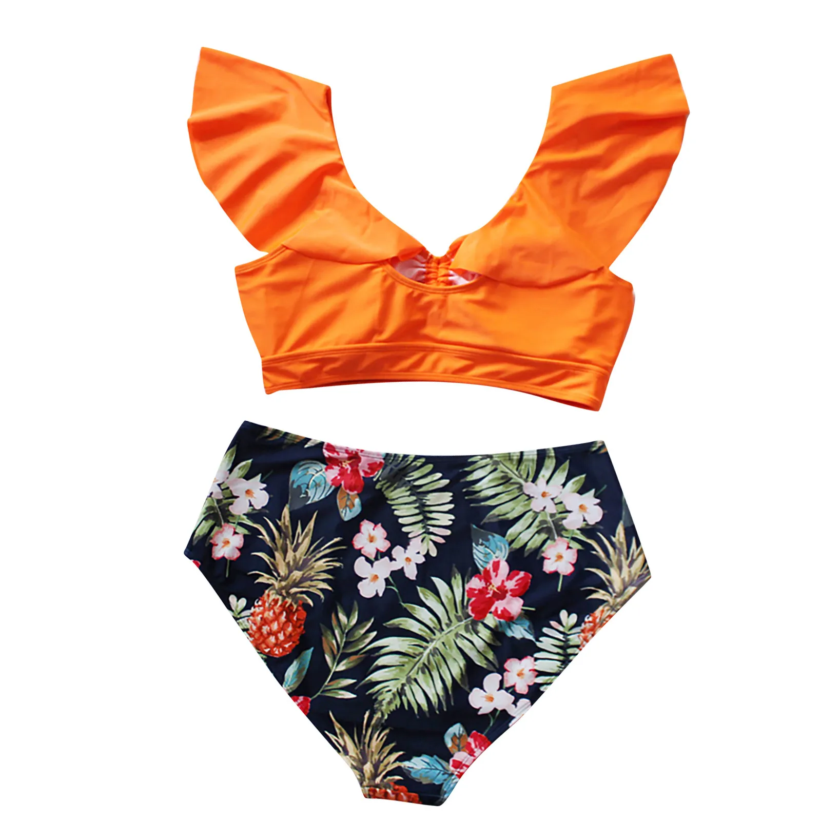 

swimsuit Women's Plus Size bathing suit Split Type Ruched Tummy Control Bathing Suit Swimwear Bikini 2021