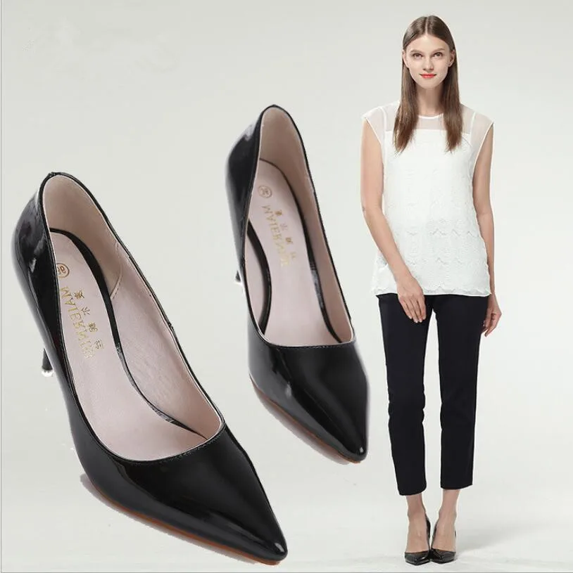 Туфли лодочки женские из лакированной кожи заостренный носок высокий каблук 8 см