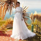 Готические мусульманские свадебные платья, платье с аппликацией, кружевное Непрозрачное свадебное платье с высоким воротом, Свадебный костюм, платье для невесты