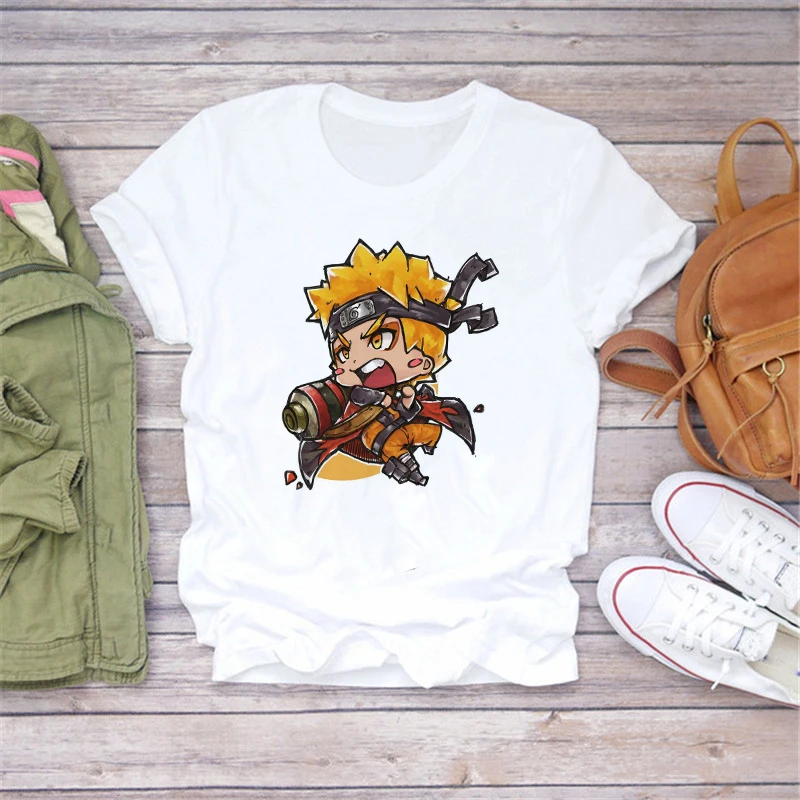 Модная футболка LUSLOS Naruto с японским аниме забавная мультяшная Саске Повседневная