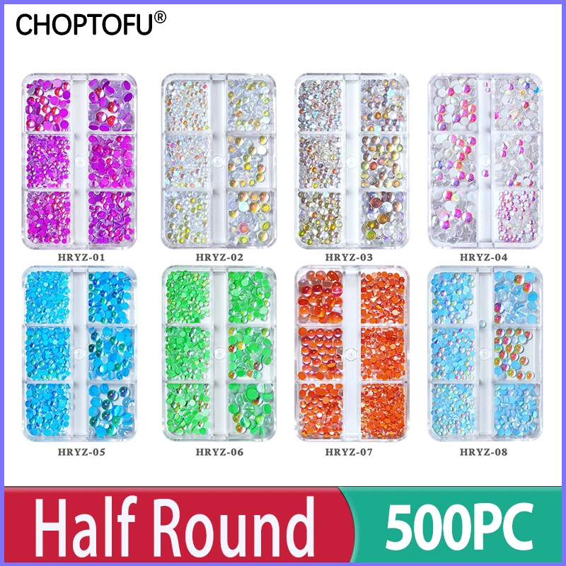 500 шт./корт. 6 фотоблесток стразы с плоской задней стороной алмазные полукруглые