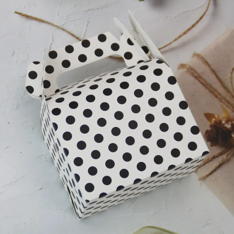 Бумажная коробка для тортов с ручками еды в горошек Рождество день рождения