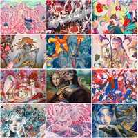full drill 5d diy diamond painting colorful abstract cartoon girl pictures embroidery cross stitch mosaic home decoration crafts