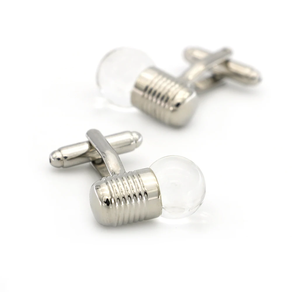 

Light Bulb Cuff Links For Men Lamp Bulb Design Quality Brass Material Silver Color Cufflinks Wholesale&retail