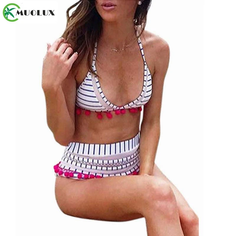 Женский купальник с высокой талией бикини пуш-апом и сеточкой на лето 2020 | Женская