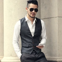 vintage mens vest casual tweed v neck sleeveless classic mens waistcoat vest for wedding groomsmen blackcoffeechampagne