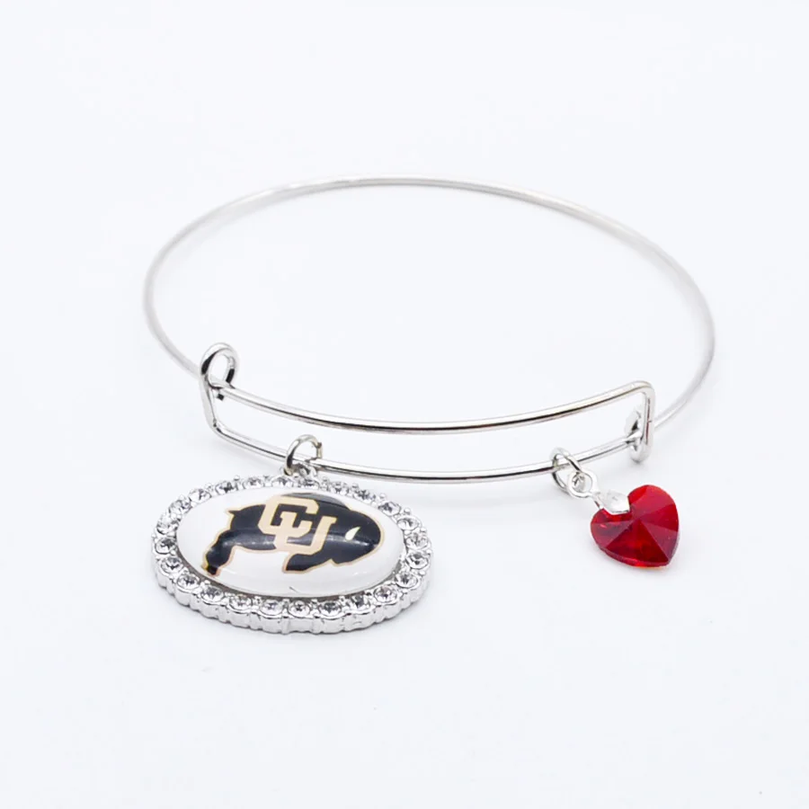 

Браслет стразы с изображением университетского футбола, браслеты и браслеты из Колорадо и буферов для женщин и мужчин, новинка на свадьбу и ...