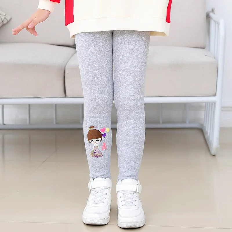 GREY leggings Леггинсы для девочек; зимняя одежда для детей с героями мультфильмов; коллекция года; плотные теплые брюки; хлопковые бархатные леггинсы; детские длинные штаны; Одежда для девочек - Цвет: GREY leggings