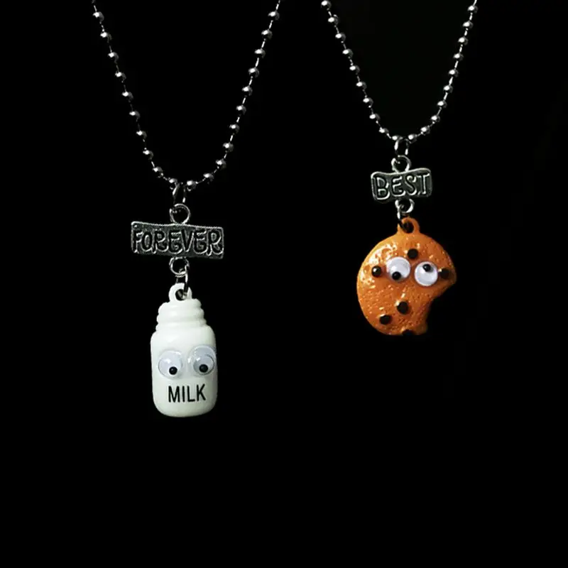 

Fashion New Funny Cookies Milk Necklace Cute Noodle Cookies Milk Creative Personality Necklace Pendant As A Gift