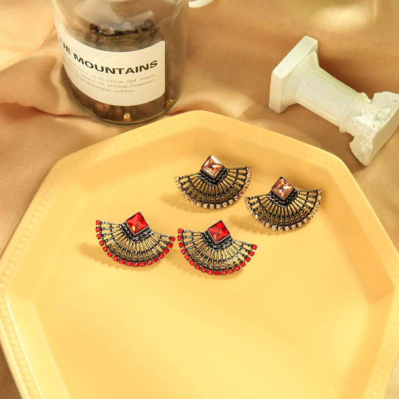 Украшения для женщин в стиле богемского сектора "Uer" с деликатным сочным персиковым цветом и красно-белыми кристаллами винтажной моды