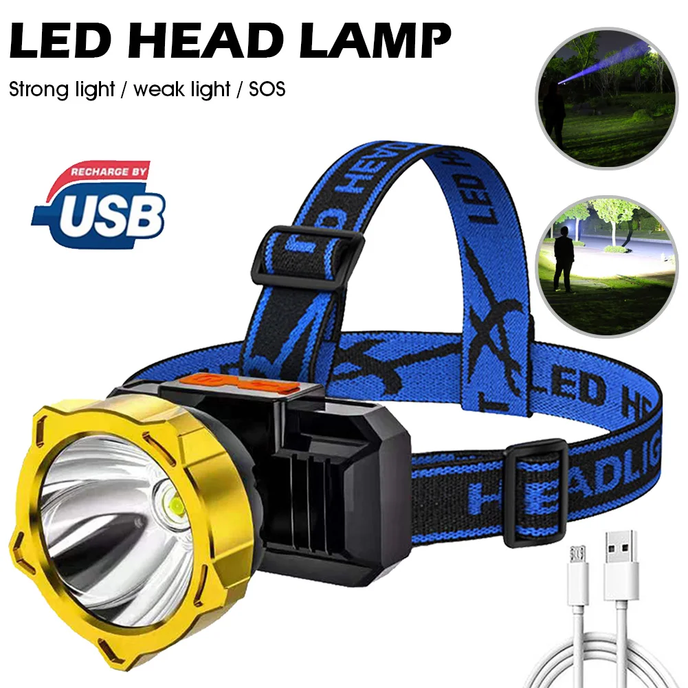 

LED Headlamp Adjustable Rechargeable Headlight 3 Modes Lightweight Flashlight Lantern Waterproof For Camping Fishing Outdoor