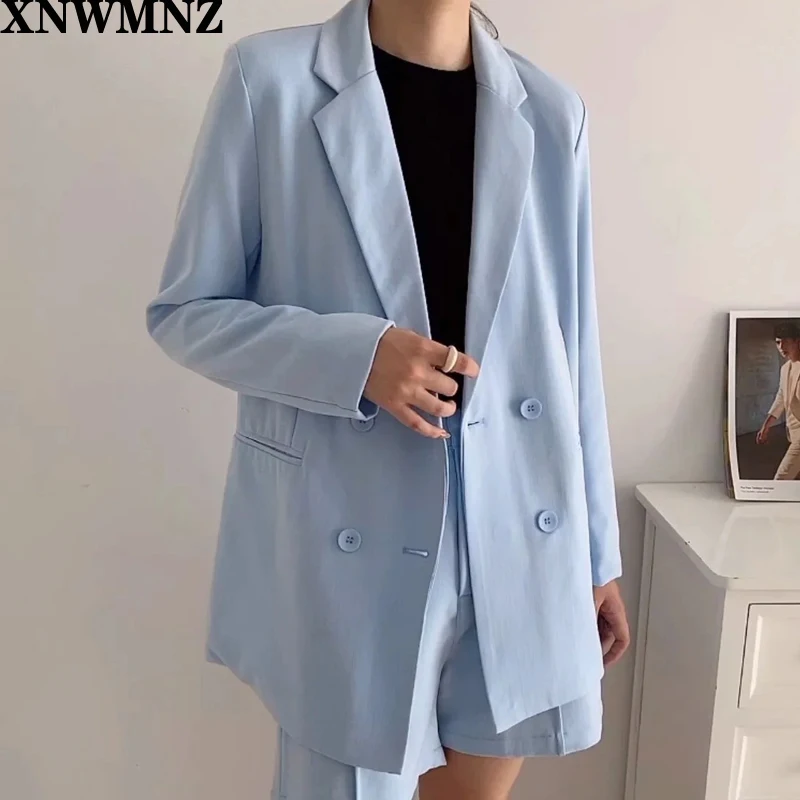 XNWMNZ za минималистский комплект для женщин осенний из 3 предметов синий однотонный