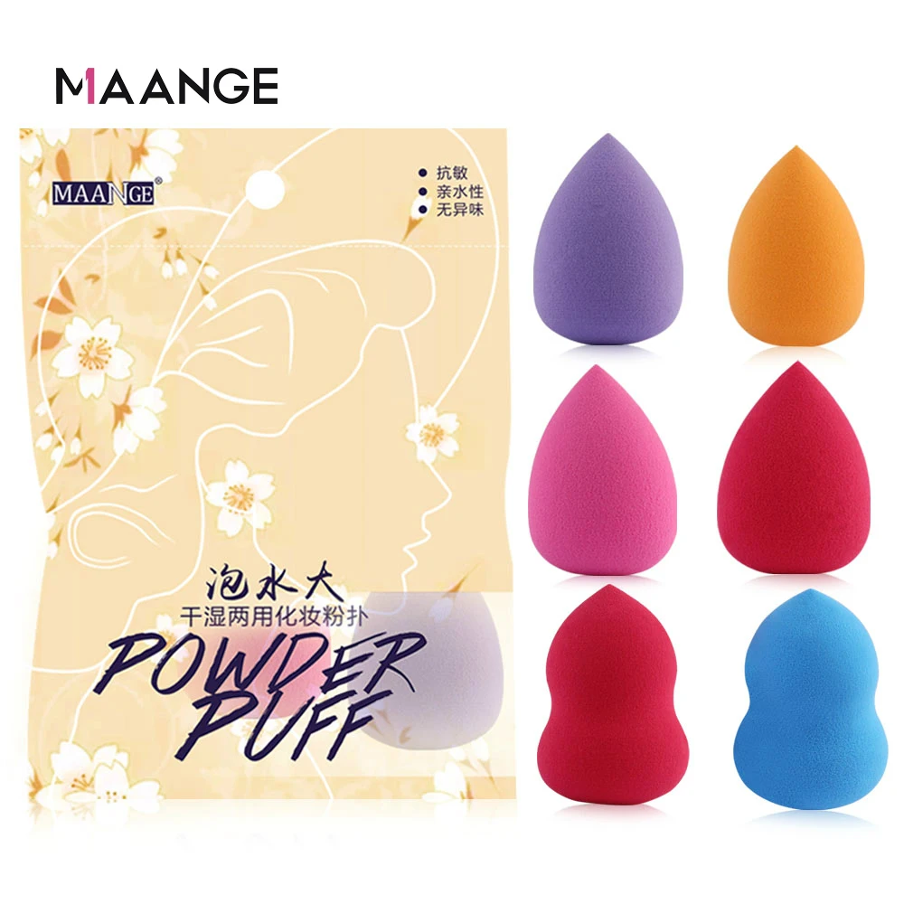 MAANGE 6 шт. косметическая губка для макияжа пудра лица гладкая набор инструментов